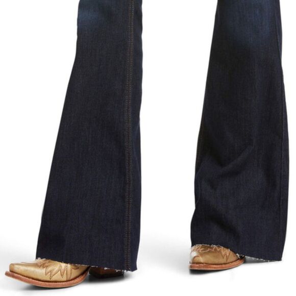 Ariat Real Jeans High Rise Ophelia Flare Fray Hem Size 28x32 - Picture 3 of 15